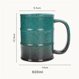 600ml Oil Barrel Cup Large - capacity Ceramic Coffee Mug Household Latte Espresso Latte Mug Stoneware Teacup Water Cup Drinkware