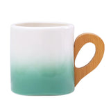 200ml European Creative Ceramic Mug High Beauty Gradient Mark Cup Bamboo Handle Dish Set Handy Gift Breakfast Milk Coffee Cup