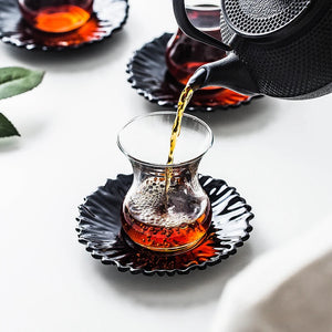 Glass Coffee Cup Türkiye Black Tea Cup Water Cup Household Hot Drink Cup with Plate Tea Set