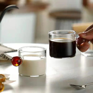 110ml Cute Round Handle Milk Cup Home Coffee Cups Small Tea Cup Espresso Cups Heat Resistant Glass Teacups Glass Mug New