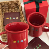 Big Red Christmas Cup Ins Style High Beauty Couple Gift Box with Vintage Ceramic Cups Coffee Mug Creative Gift