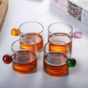 110ml Cute Round Handle Milk Cup Home Coffee Cups Small Tea Cup Espresso Cups Heat Resistant Glass Teacups Glass Mug New