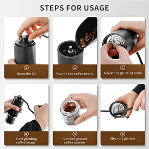 Portable Manual Coffee Grinder Mini Hand Handmade Coffee Bean Grinders Adjustable Steel Core Burr Espresso Coffee Milling Tools